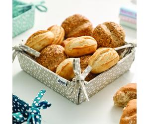 Dexam Fabric Bread Basket Sintra Spotted 100% Cotton Stone
