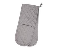 Dexam Love Colour Double Oven Gauntlet, Slate Grey, 100% Cotton, Quilted Diamond Pattern, Heat Resistant Kitchen Glove with Hanging Loop