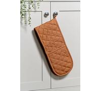 Dexam Love Colour Double Oven Gauntlet, Terracotta, 100% Cotton, Quilted Diamond Pattern, Heat Resistant Kitchen Glove with Hanging Loop