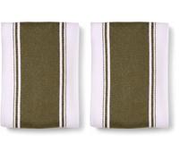 Dexam Love Colour Striped Tea Towels, Olive Green (Pack of 2)
