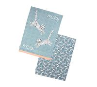 Dexam Meow Recycled Cotton Set of 2 Tea Towels - Blue
