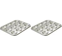 Dexam Mince Pie Tins - Non Stick Mince Pie Tins for Baking 12 Festive Pastries, Carbon Steel 12-Cup Tray, Easy Clean Bakeware, Ideal for Christmas Treats. (Pack of 2)