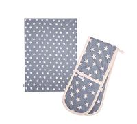Dexam Organic Cotton Tea Towel & Double Oven Glove Set - Blue Star