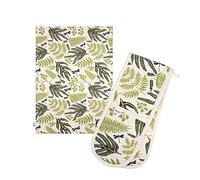 Dexam Organic Cotton Tea Towel & Double Oven Glove Set - Fern
