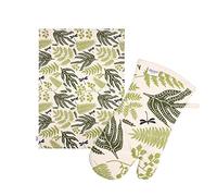 Dexam Organic Cotton Tea Towel & Oven Gauntlet Set - Fern