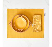 Dexam Placemat & Napkin Set Sintra Spotted 100% Cotton Ochre