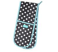 Dexam - Polka Dot Oven Gloves, Slate Grey, Cotton, Machine Washable, Heat Resistant, 90cm x 18cm