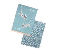 Dexam Meow Recycled Cotton Set of 2 Tea Towels - Blue