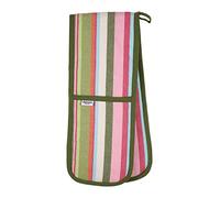 Dexam Recycled Cotton Striped Double Oven Gloves - Green