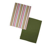 Dexam Recycled Cotton Striped Set of 2 Tea Towels - Green