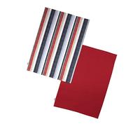 Dexam Recycled Cotton Striped Set of 2 Tea Towels - Red