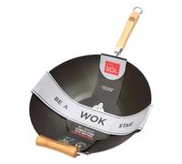 School of Wok 16 Inch Pre Seasoned Wok Carbon Steel With Helper Handle