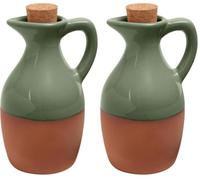 Dexam Sintra Glazed Terracotta Oil Drizzler - Olive Green (Pack of 2)