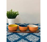 dexam Sintra Glazed Terracotta Set of 3 Round Snack Bowls Dexam Multicolor