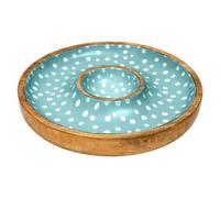 Dexam Sintra Mango Wood Spotted Chip And Dip Bowl Duck Egg