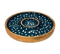 Dexam Sintra Mango Wood Spotted Chip And Dip Bowl Ink Blue