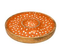 Dexam Sintra Mango Wood Spotted Chip And Dip Bowl Ochre