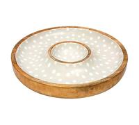 Dexam Sintra Mango Wood Spotted Chip and Dip Bowl Stone