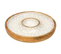 dexam Sintra Mango Wood Spotted Chip & Dip Bowl - Stone Dexam Multicolor