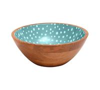 Dexam Sintra Mango Wood Spotted Salad Bowl Duck Egg