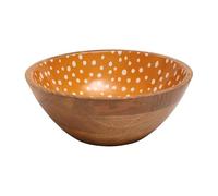Dexam Sintra Mango Wood Spotted Salad Bowl - Ochre, White