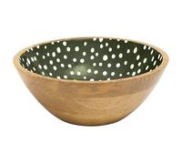 Dexam Sintra Mango Wood Spotted Salad Bowl - Olive Green