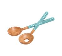 Dexam Sintra Mango Wood Spotted Salad Servers - Duck Egg