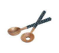 Dexam Sintra Mango Wood Spotted Salad Servers - Ink Blue