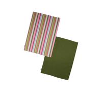 Dexam Tea Towels Striped 100% Cotton Green/Pink 2pcs