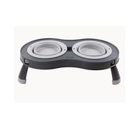 Dexas Double Dog Elevated Feeder Large Light Grey 1 Dog Bowl