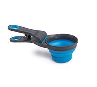 Dexas Pets Collapsible KlipScoop Collapsible Dry Dog Food Scoop and Dog Food Bag Clip, 1/2 Cup Capacity, Pro Blue