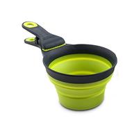 Dexas Popware for Pets Collapsible Klip Scoop, 3 in 1 Design Convenient Measuring Cup, Food Scooper and Bag Clip,1 Cup Capacity Pet Food Scoop, Versatile Food Measuring Cups Portion Control Gray/Green