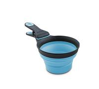 Dexas Popware for Pets Collapsible Klip Scoop, 3 in 1 Design Convenient Measuring Cup, Food Scooper and Bag Clip, 1Cup Capacity Pet Food Scoop, Versatile Food Measuring Cups Portion Control Gray/Blue