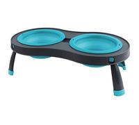 Dexas Popware for Pets Double Elevated Pet Feeder, Small, Gray/Blue
