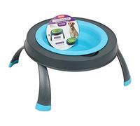 Dexas Popware for Pets Single Elevated Pet Feeder, Small, Gray/Blue