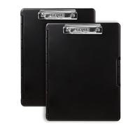 Dexas Slimcase2 Storage Clipboard-2 Pack with Side Opening, Black with Chrome Clip. Organize in Style for Home, School, Work, or Trades. Ideal for Teachers, Nurses, Students, Homeschool.