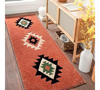 DEXDE Bathroom Rugs 20x47 Boho Bath Mat Non-Slip Long Bath Rug Runner Luxury Soft Absorbent Carpet for Bathroom Shower Kitchen Entryway Western Farmhouse Decor,Coral Red