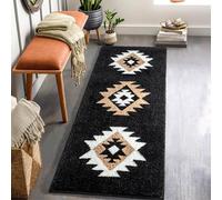 DEXDE Bathroom Runner Rugs 20x72 Boho, Long Bath Mats for Bathroom Bedroom Hallway Kitchen Luxury Soft Absorbent Large Bath Rugs Modern Geometric Western Farmhouse Carpet, Black White