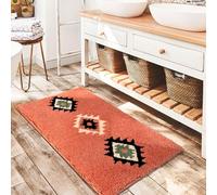 DEXDE Boho Bathroom Rugs 24x36, Extra Soft Absorbent Bath Rugs, Coral Red | Rubber Backing Quick Dry Bathroom Mat, Non Slip Thick Machine Washable Bath Mats for Floor Tub Shower Home Decor Accessories
