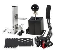 Dexepe PC USB Simulator Shifter 64 Bit Handbrake with Clamp L Shape Lever Kit Compatible with ATS ETS Dust WRC Sim Racing Games Compatible with G29 G27 G25 G920 T300RS/GT Steering Wheel Sequential H Gear Shifter 7+R Black PC System only