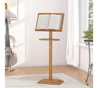 Dexgva Music Stand for Sheet Music - Bamboo Folding Sheet Music Stands / Wooden Sheet Music Organizer Height Adjustable 39.37''-51.2'' for Conductor Lectern Guitar Violin Piano