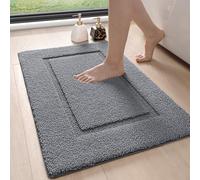 DEXI Bath Mat 40 x 60 cm, Absorbent Bathroom Mats with Non Slip Backing, Machine Washable Rug for Shower Floor, Grey