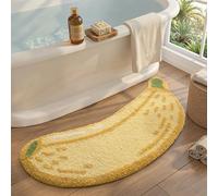 DEXI Bath Mat 47 x 100 cm, Non-Slip Absorbent Bathmat with Banana Pattern, Washable Rugs for Shower Floor, Bedroom, Bathroom Accessories Decor, Mustard Yellow