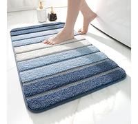 DEXI Bath Mat 50 x 80 cm, Extra Soft Absorbent Microfiber, Non-Slip Washable Rugs for Shower Floor, Bathmat Bathroom Accessories Decor, Blue