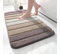 DEXI Bath Mat 50 x 80 cm, Extra Soft Absorbent Microfiber, Non-Slip Washable Rugs for Shower Floor, Bathmat Bathroom Accessories Decor, Beige