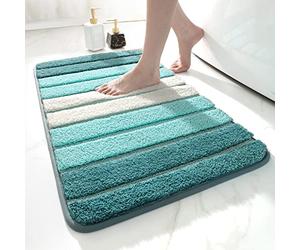 DEXI Bath Mat 50 x 80 cm, Extra Soft Absorbent Microfiber, Non-Slip Washable Rugs for Shower Floor, Bathmat Bathroom Accessories Decor, Turquoise