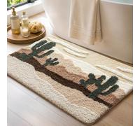 DEXI Bath Mat 50 x 80 cm, Non Slip Soft Bathmat Absorbent, Washable Bath Rugs for Shower Floor, Tub, Bathroom Accessories Decor, Beige Cactus