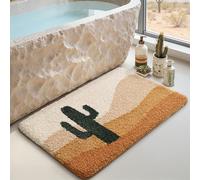 DEXI Bath Mat 50 x 80 cm, Non Slip Soft Bathmat Absorbent, Washable Bath Rugs for Shower Floor, Tub, Bathroom Accessories Decor, Terracotta Cactus