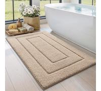 DEXI Bath Mat 60 x 110 cm, Extra Soft Absorbent Microfiber, Non-Slip Bathroom Mats, Machine Washable Rugs for Shower Floor, Beige