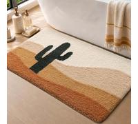 DEXI Bath Mat 60 x 110 cm, Non Slip Soft Bathmat Absorbent, Washable Bath Rugs for Shower Floor, Tub, Bathroom Accessories Decor, Terracotta Cactus